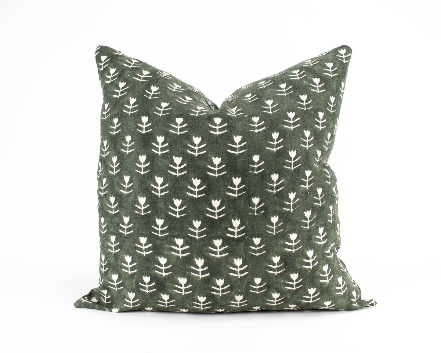 Didi - Tulip Block Print Pillow  - Agave + Down Insert