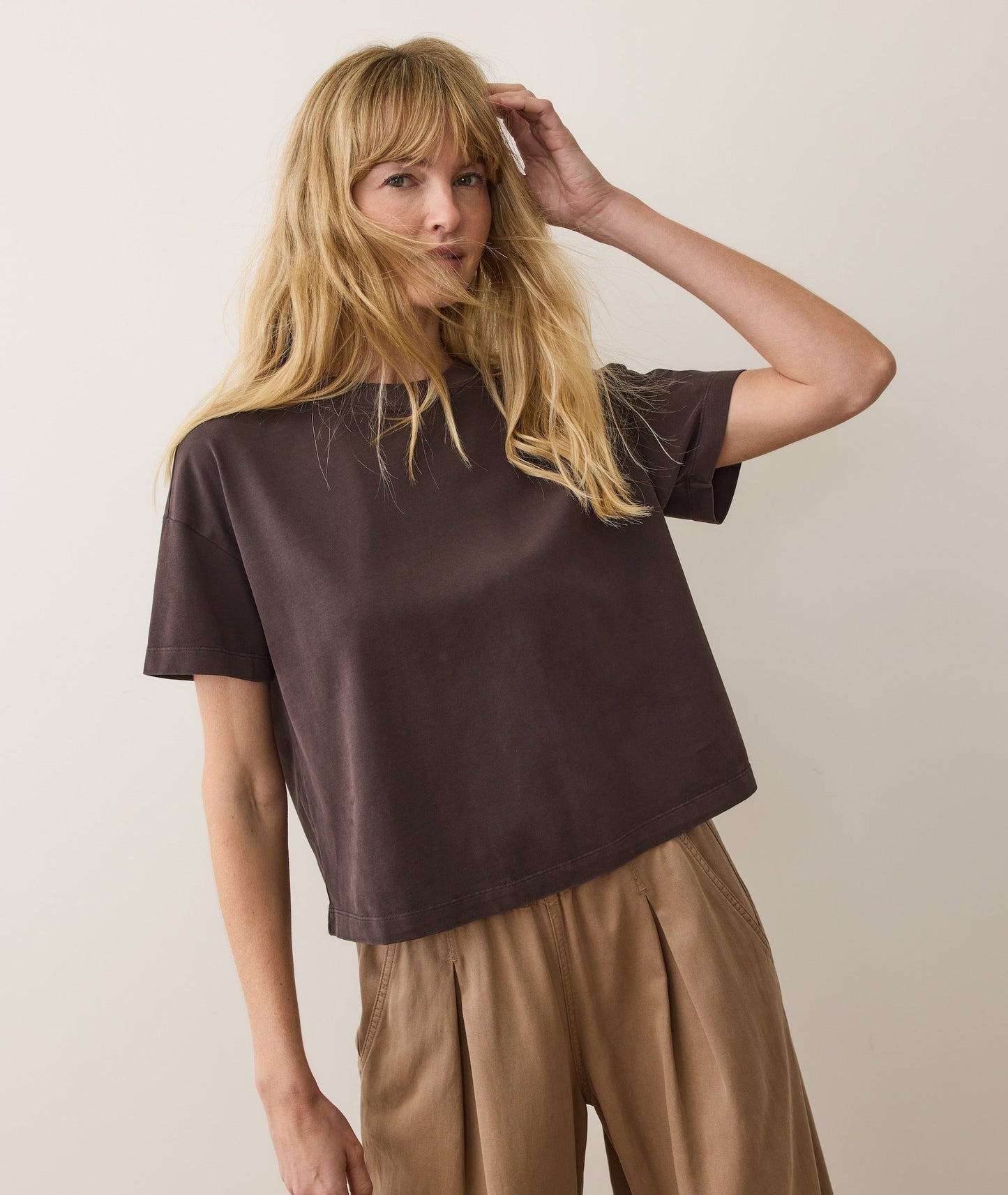 Women's Luxe Jersey Crew Tee in Coffee