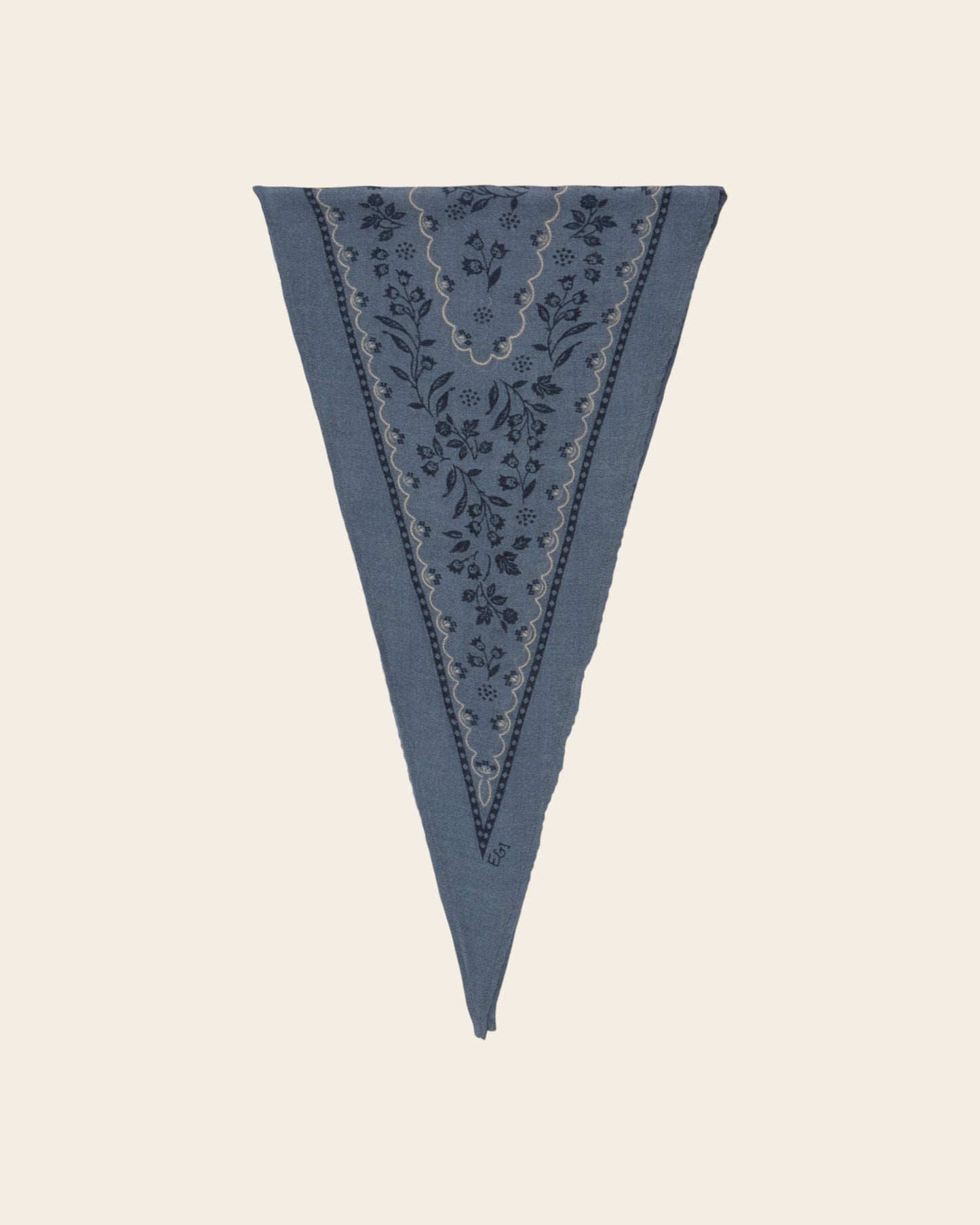 Tie scarf Floral blue gray