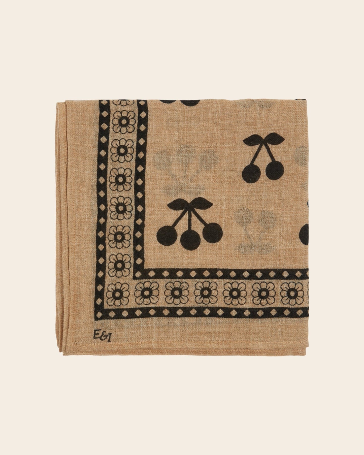 Large scarf in Black and Cherry Beige