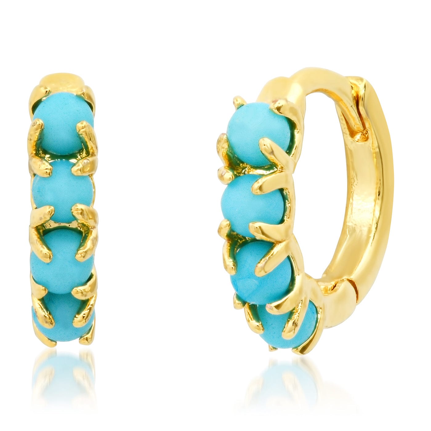 Turquoise Stone Huggie Earrings