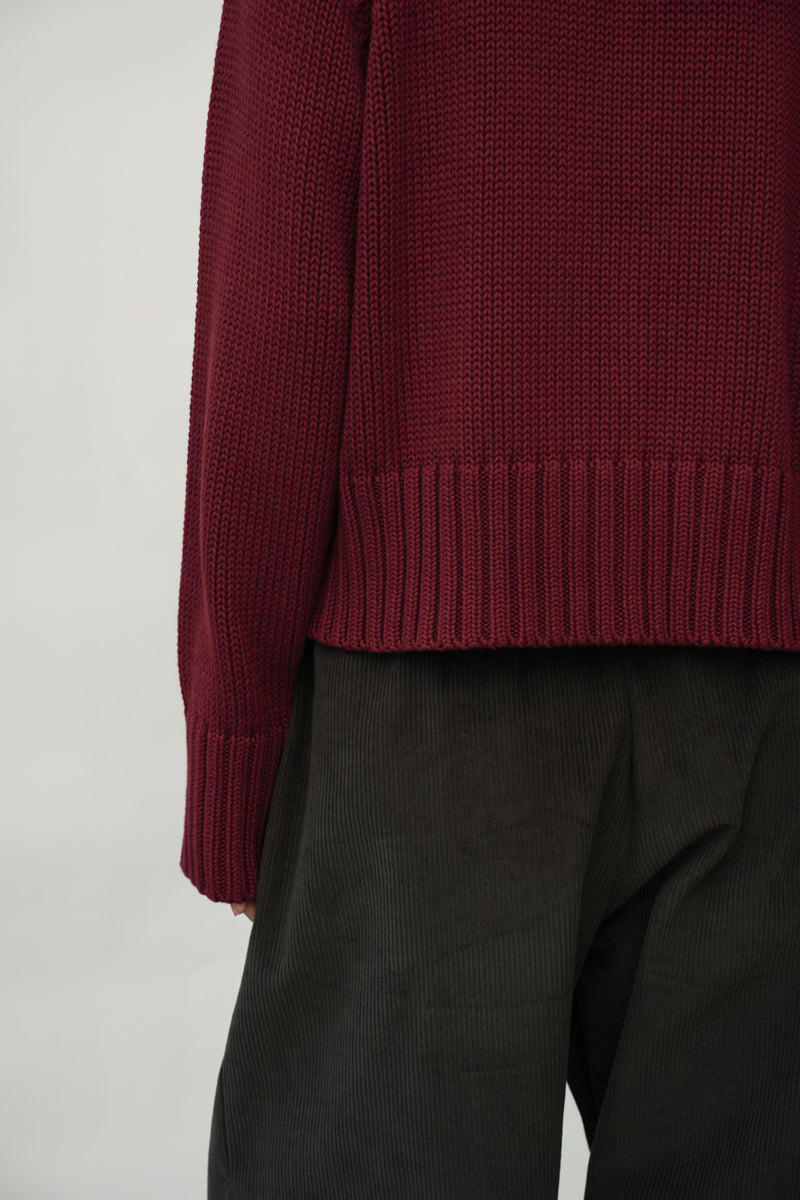 Sian Organic Cotton Knitted Cardigan in Bordeaux