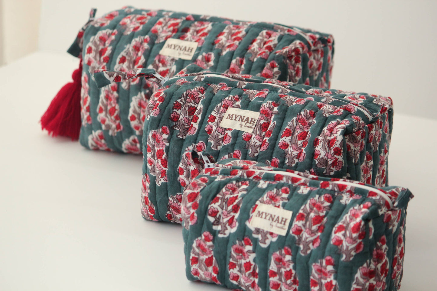 Emerald motif print travel/make up/organizer/bag-Set of 3