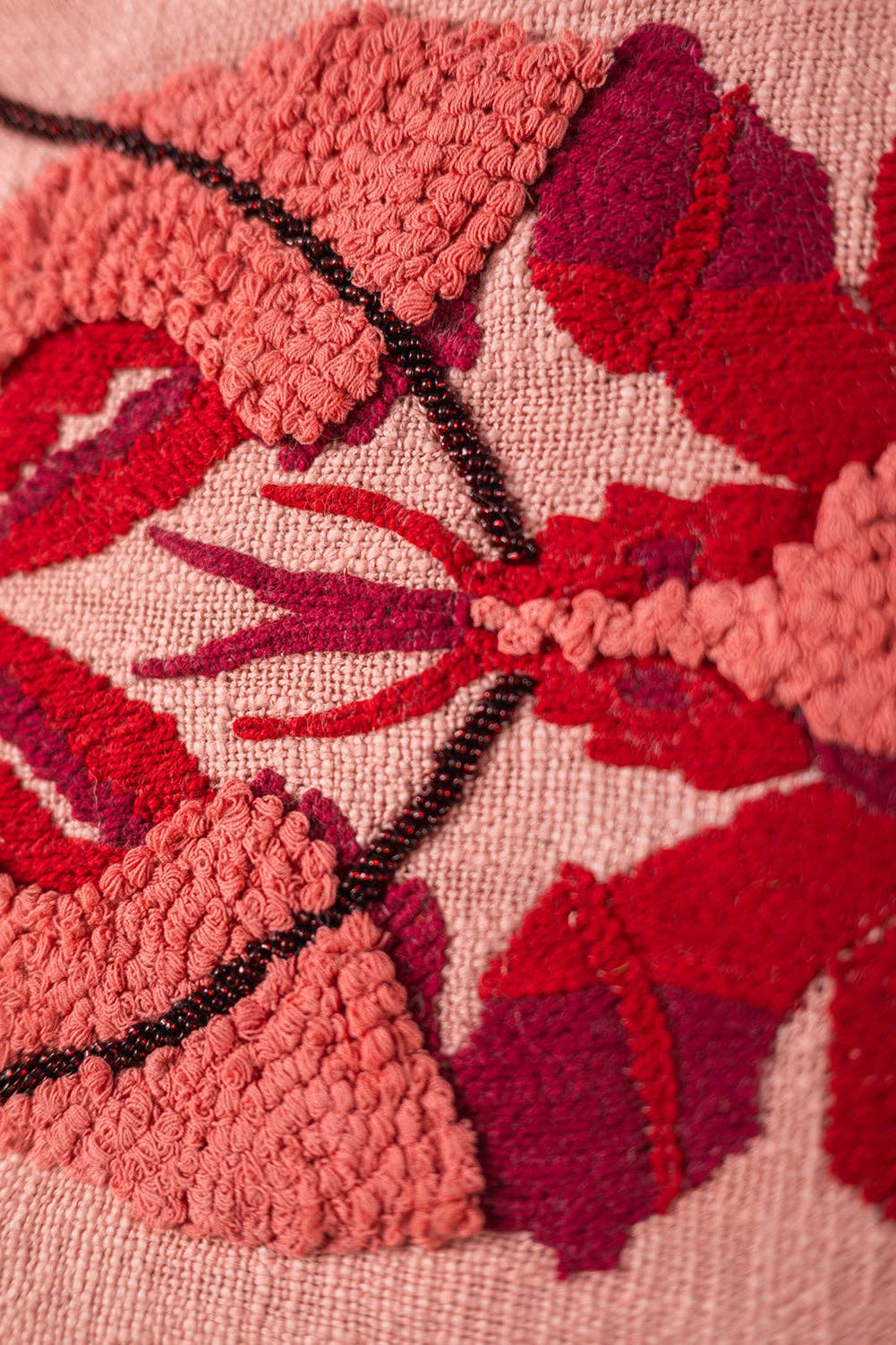 Lobster Embroidered & Tufted Pink Pillow