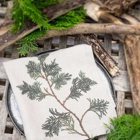 Conifer Trees Linen Napkins Set of 6 Different Patterns