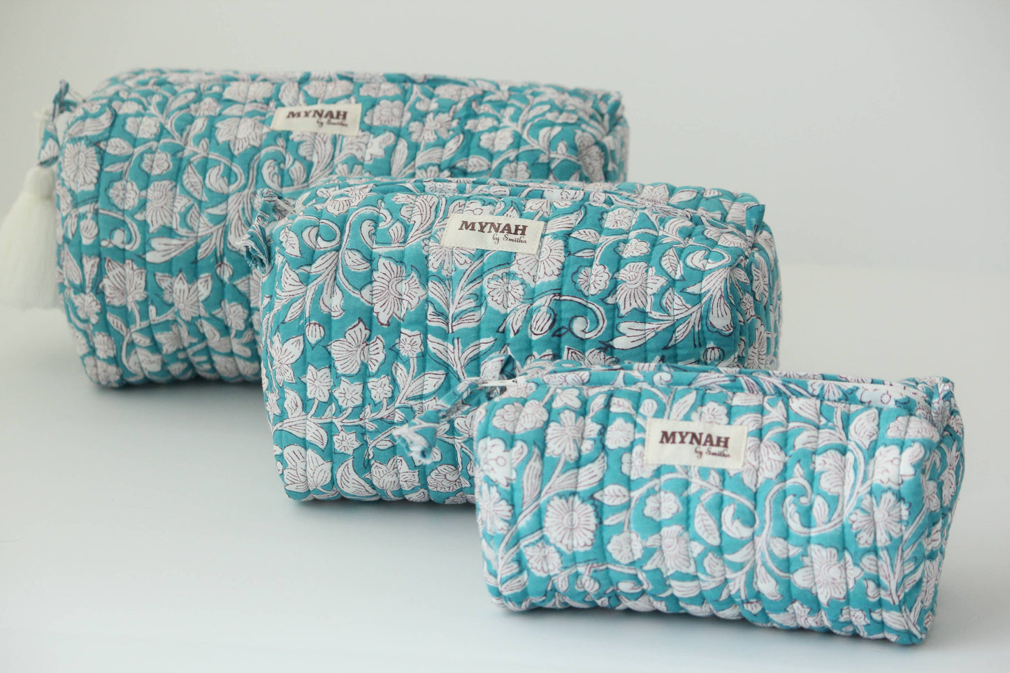 Teal thistle print travel/makeup/organizer/bag-Set of 3
