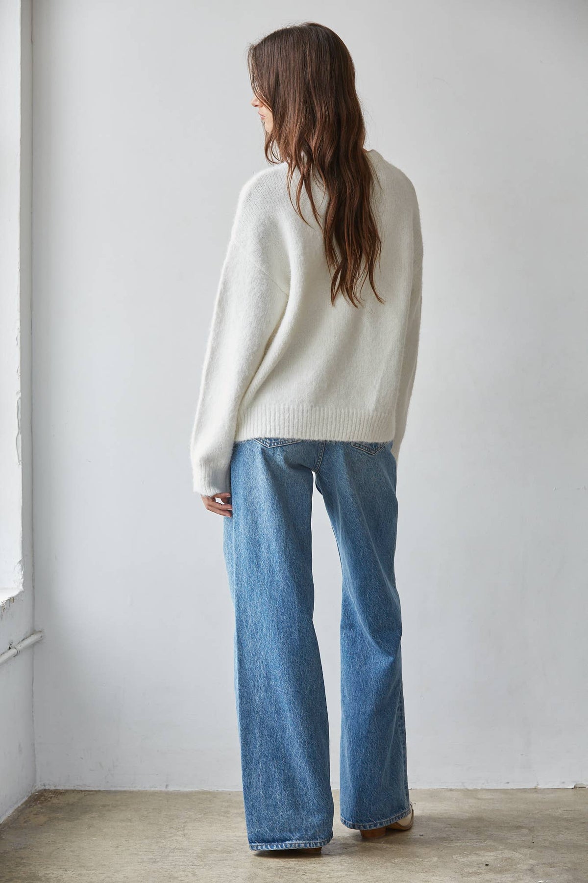 W2797 | Knit Sweater Crew Neck Long Sleeve Pullover Top