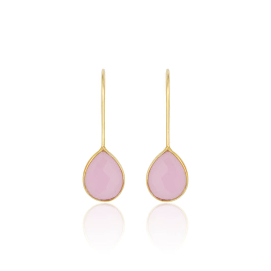 Tear Drop Earrings Pink Chalcedony