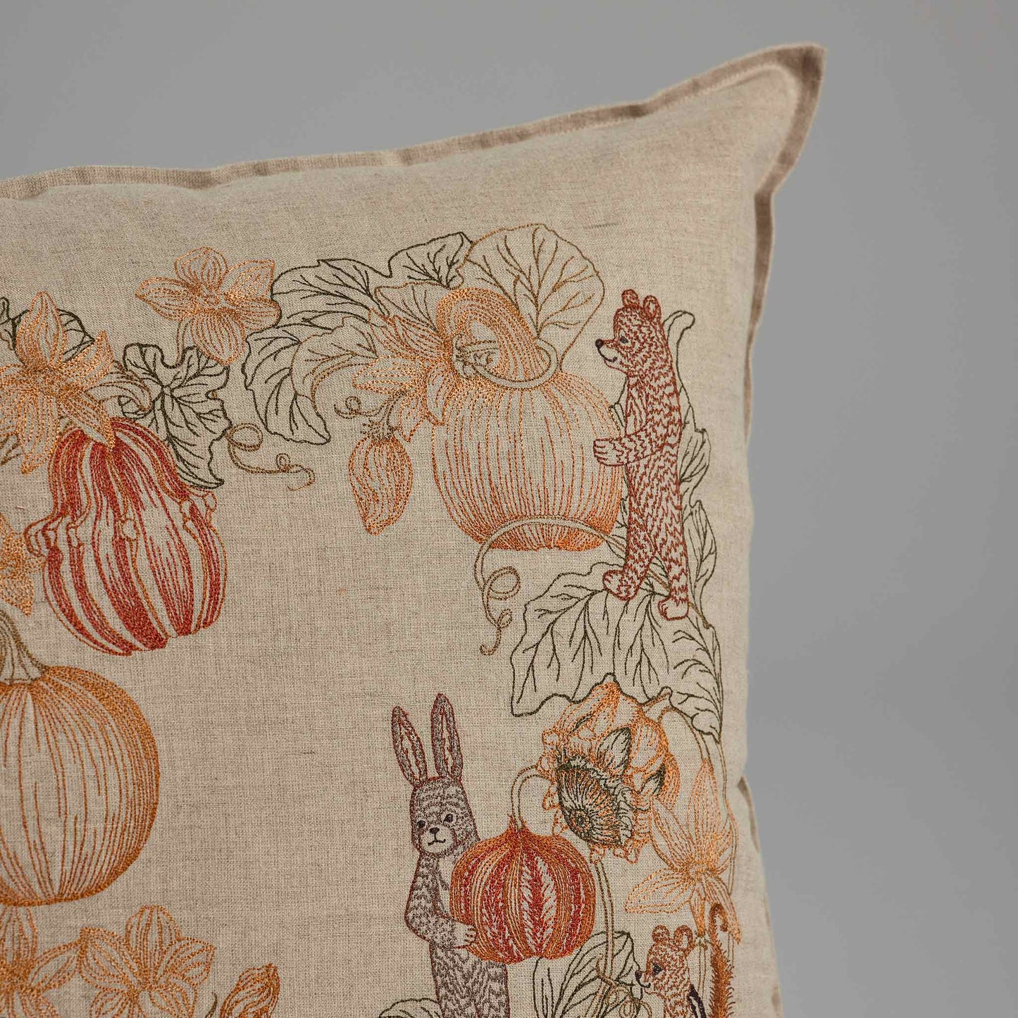 Embroidered Pumpkin Patch Throw Pillow