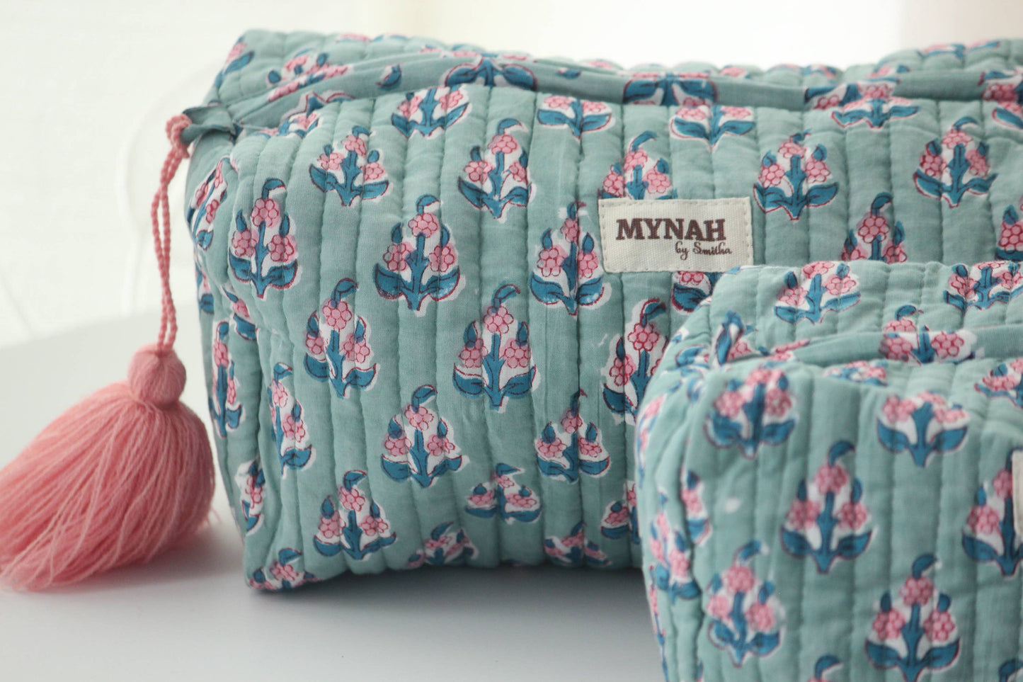 Eucalyptus floral travel/make up/organizer/bag-Set of 3