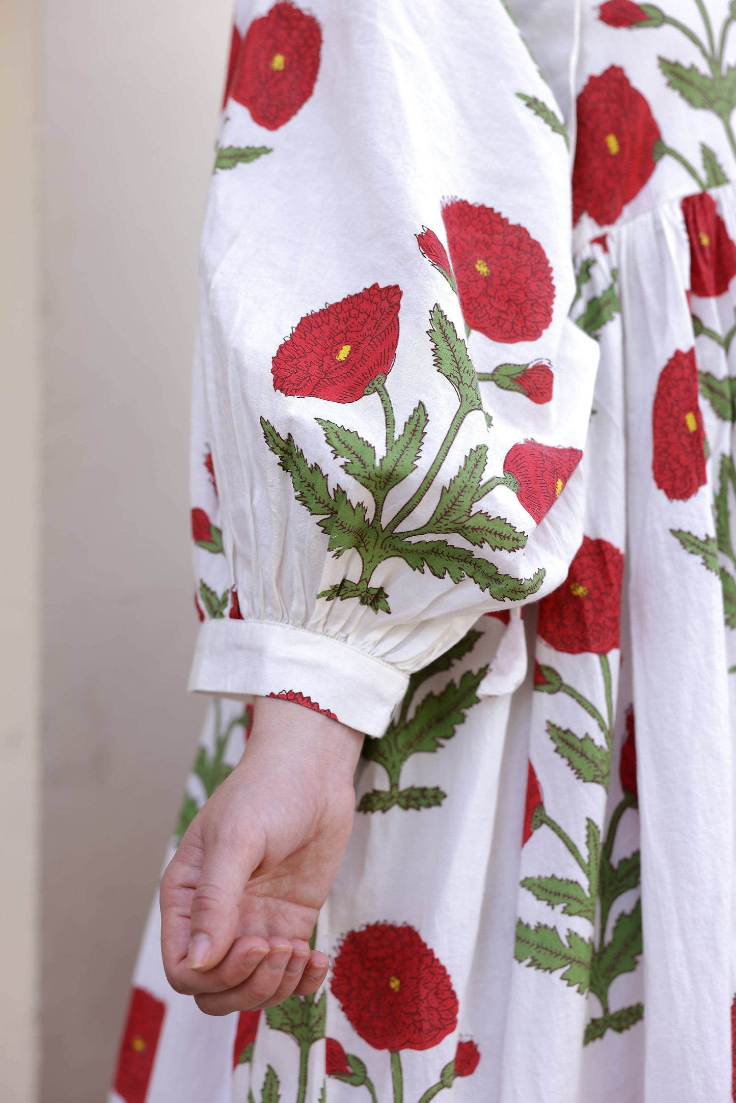 Taj Maxi Dress Red Flower Block Print
