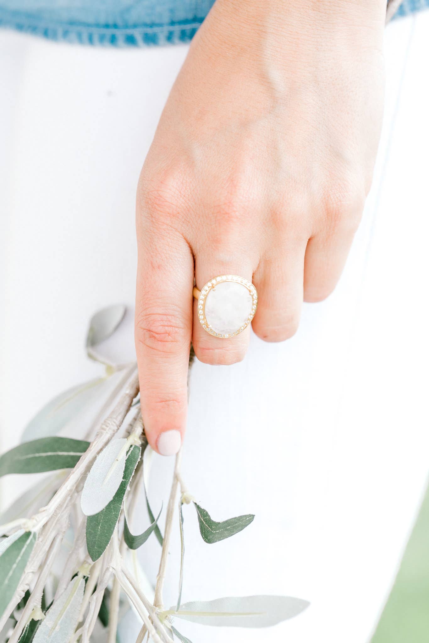 Cosmo Moonstone Gold Pavé Ring