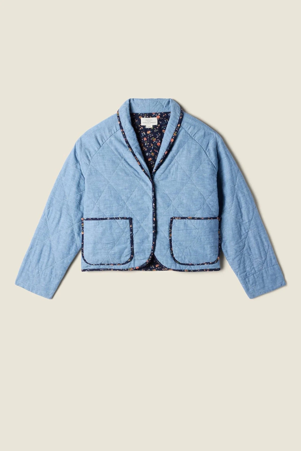 quilt light blue jacket with large front pockets