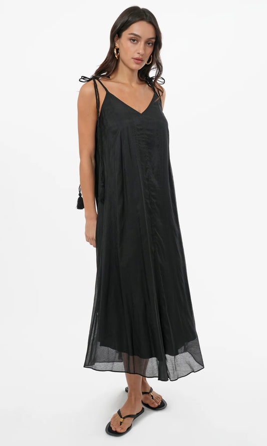 Braided Strap V-Neck Midi Dress