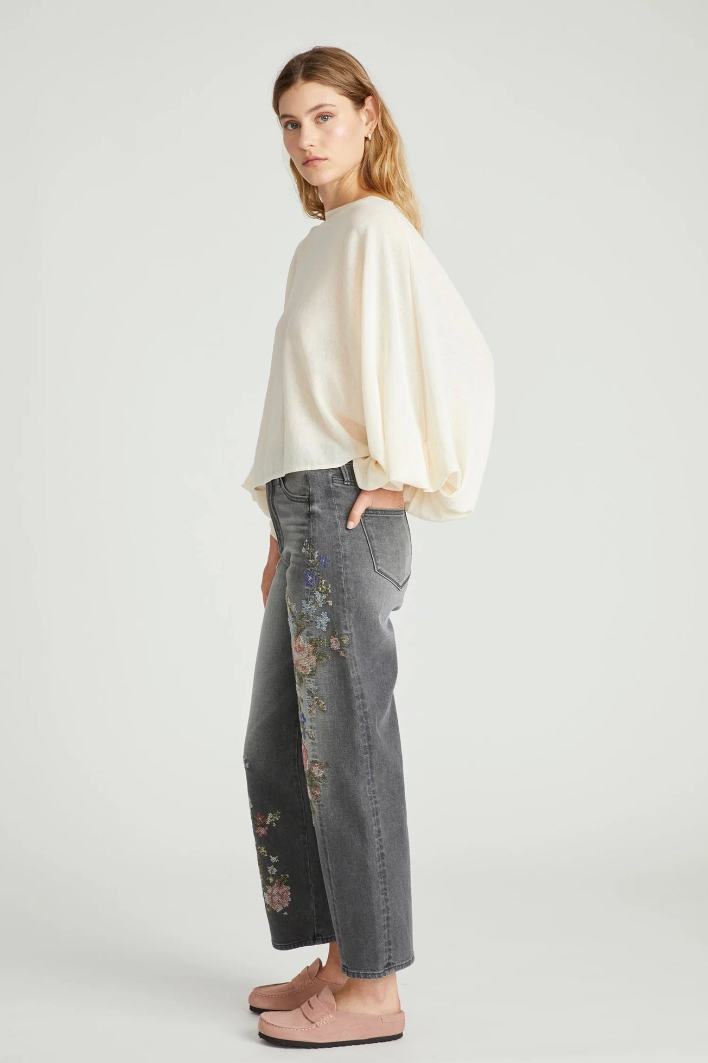 Driftwood Lucy Natural Needlepoint Denim