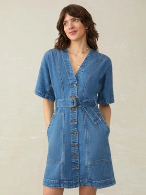 Belted Denim Dress - Sedona Wash