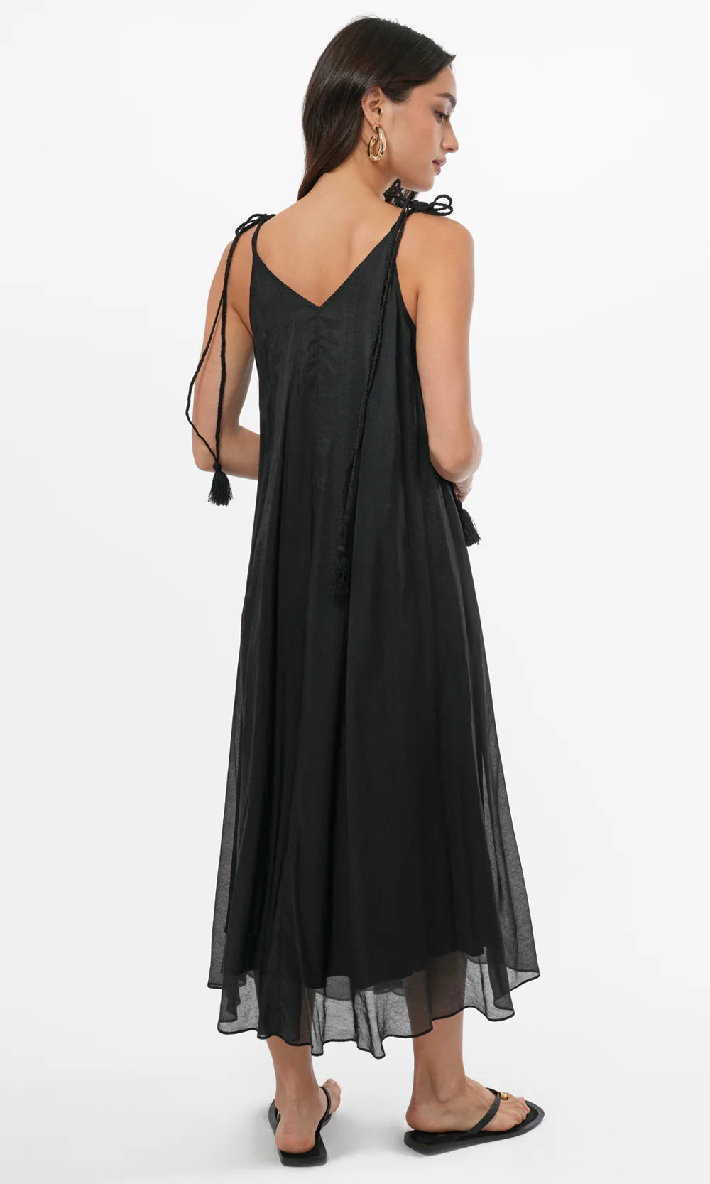 Braided Strap V-Neck Midi Dress