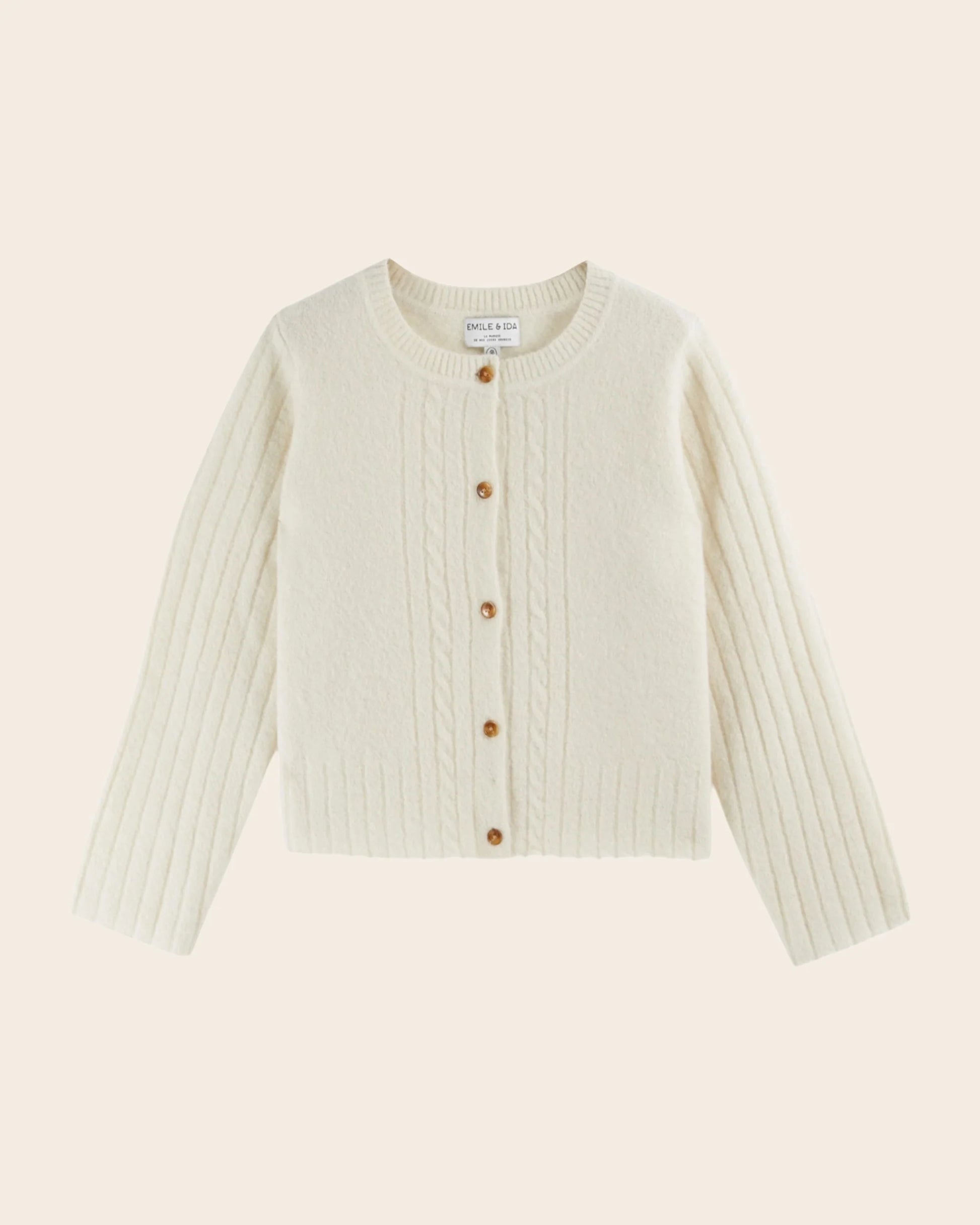 Ecru Alpaca Wool-Blend Cardigan