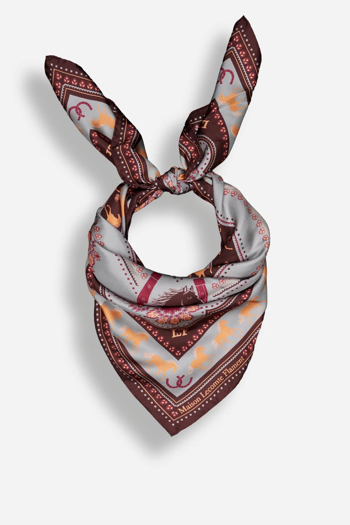 Maison Lecomte Flament Equestrian Cabernet Silk Scarf