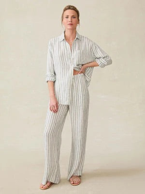 blue and white stripe linen pants
