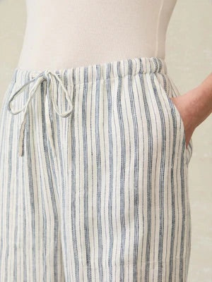blue and white stripe linen pants