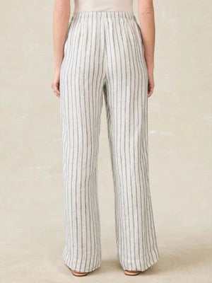 blue and white stripe linen pants