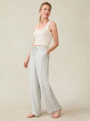 blue and white stripe linen pants