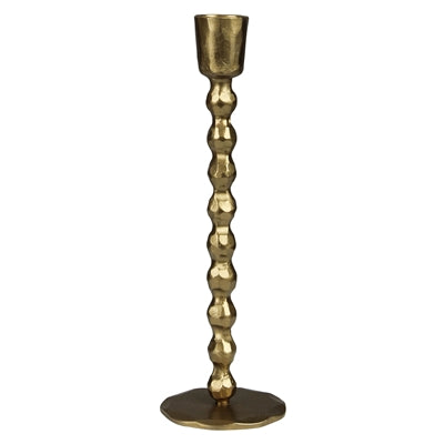 Large Brass Beaded Stem Taper Candle Holder