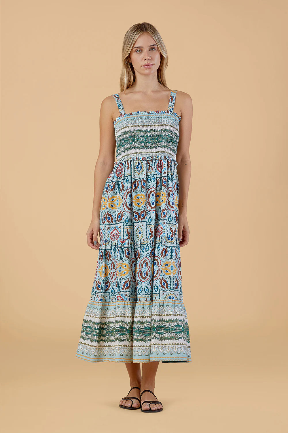 Boho Smocked Printed Dress