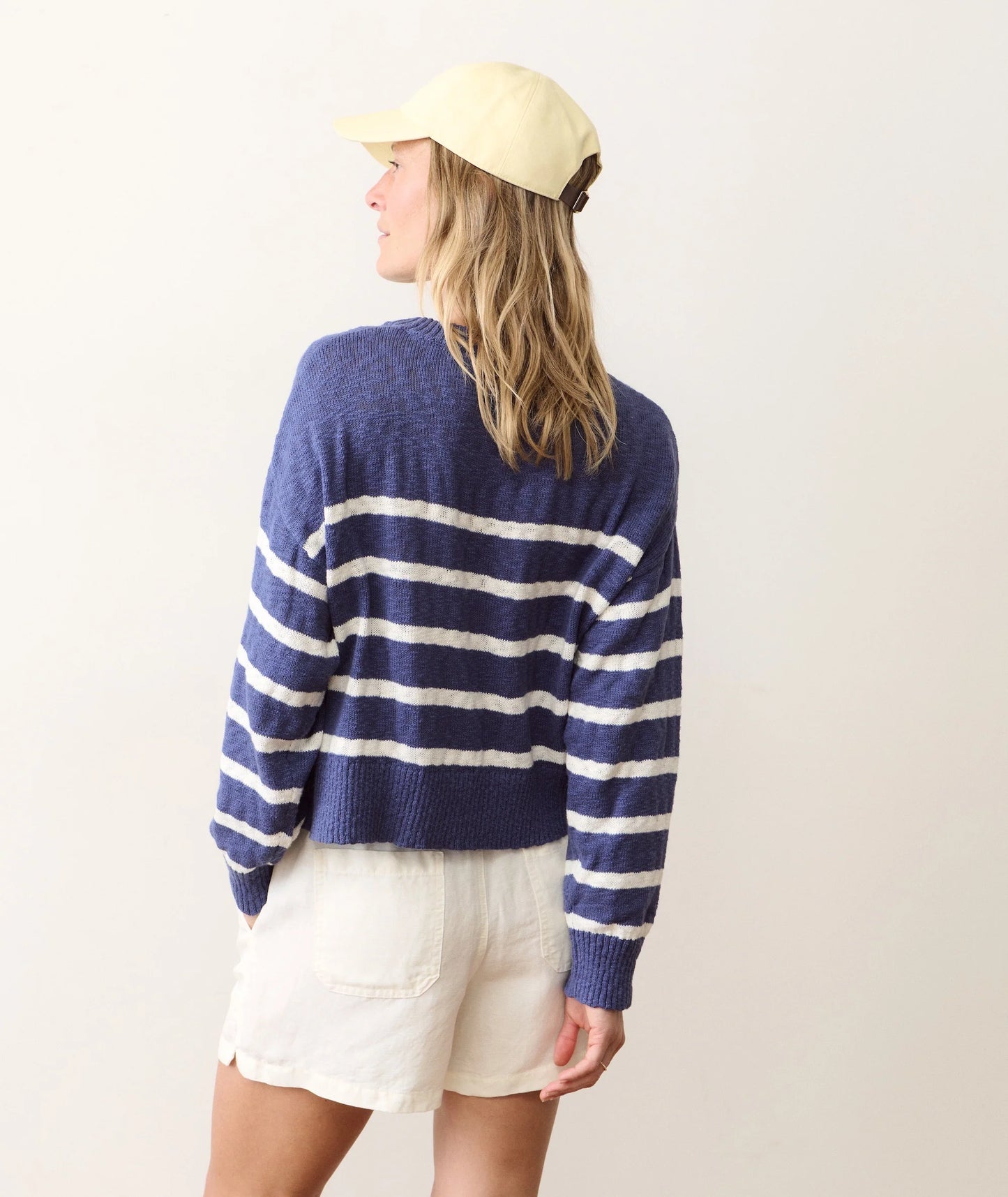 Marine Layer Seabreeze Crewneck Sweater Navy & White