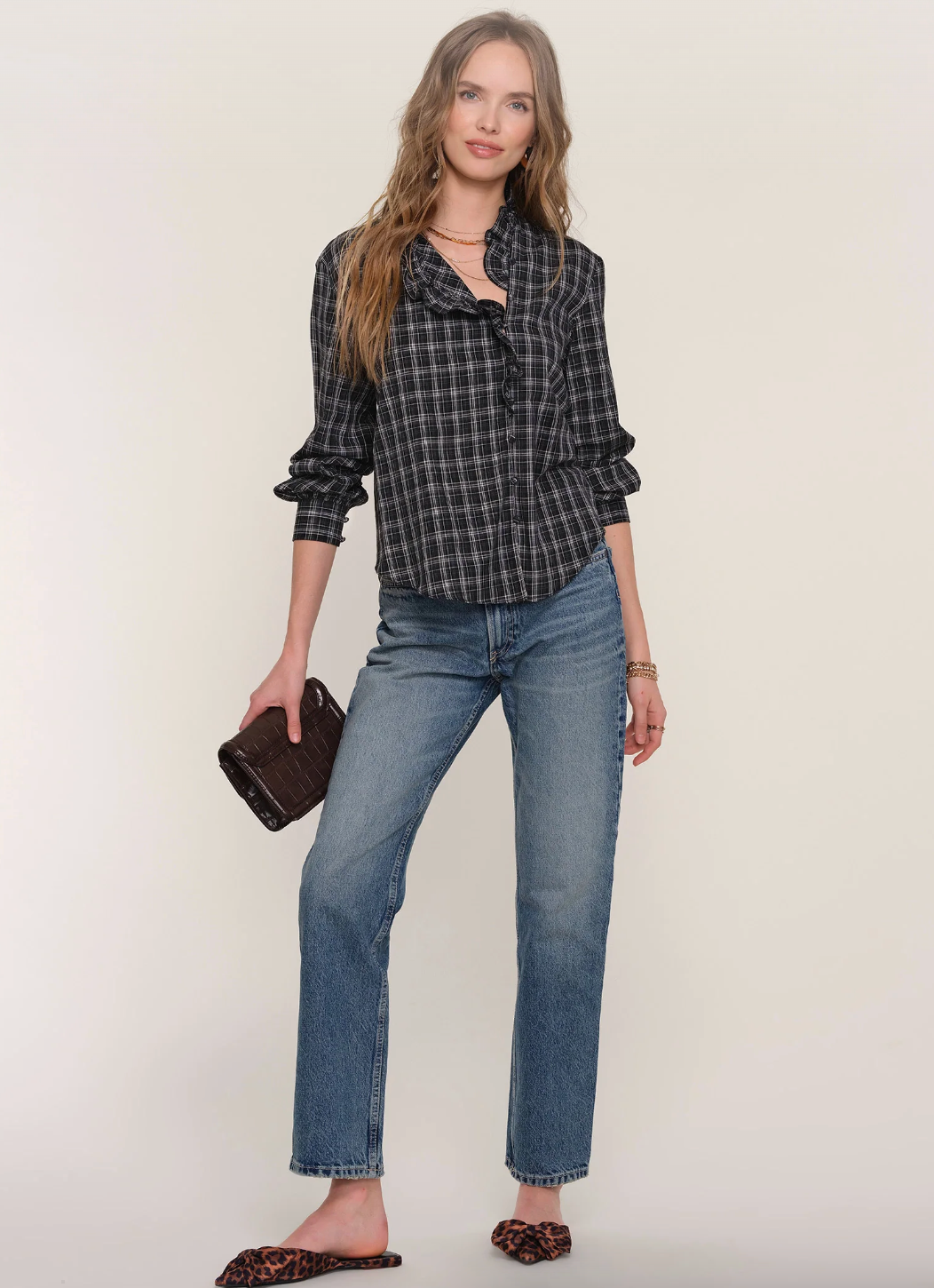 Taylor Plaid Ruffle Shirt