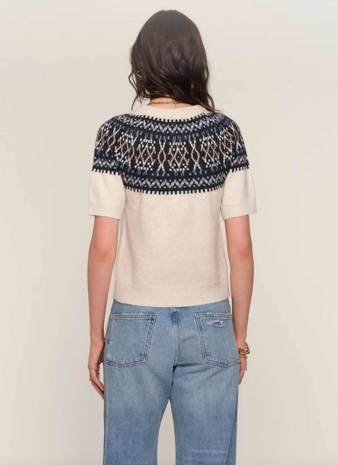 Ellery Short Sleeve Fair Isle Sweater