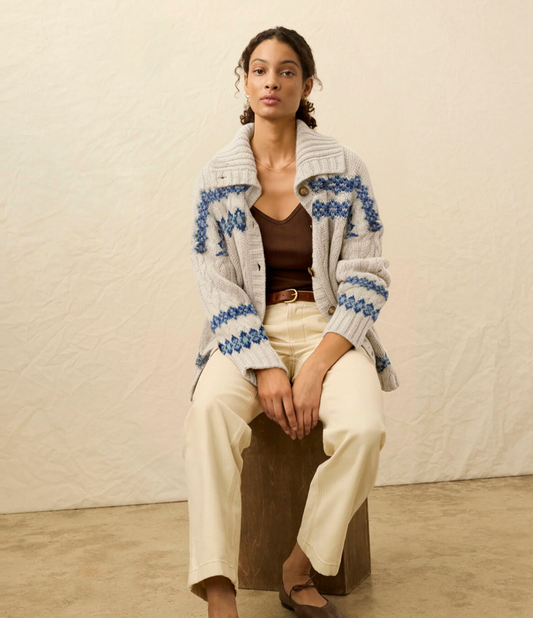 Highland Fairisle Cardigan - Lakeside Fairisle Snow
