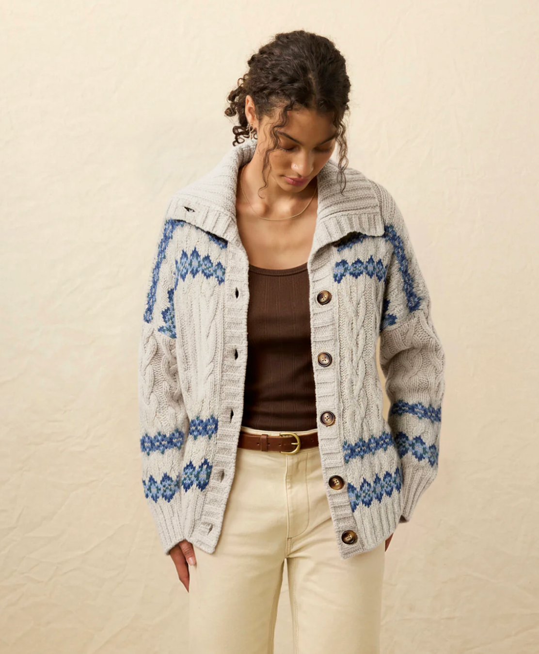 Highland Fairisle Cardigan - Lakeside Fairisle Snow