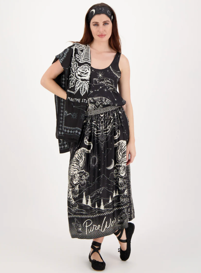 Vanessa Black Magic Printed Midi Skirt