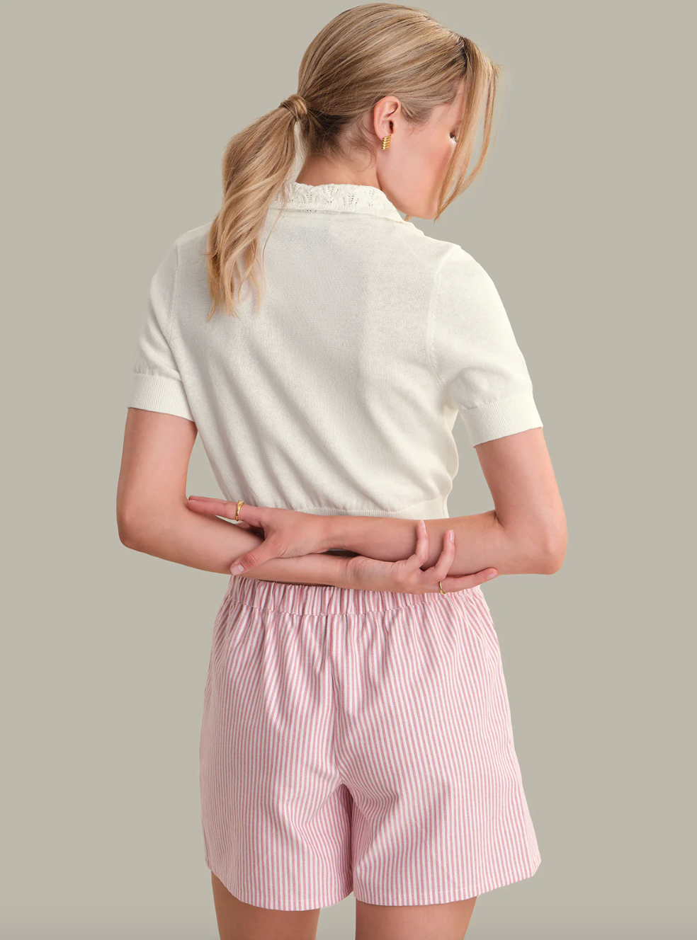 Peter Pan Collar Cotton-Linen Cardigan