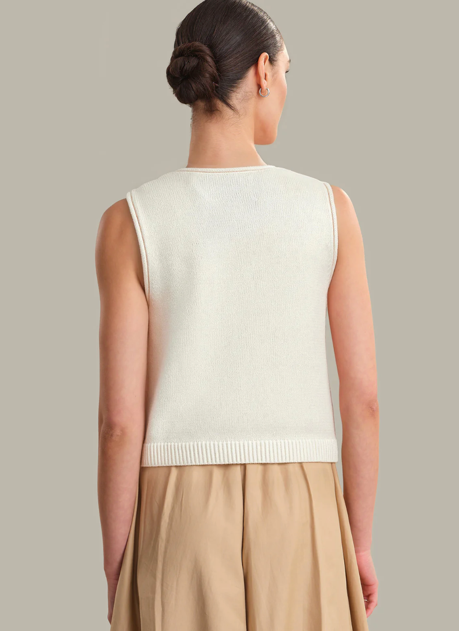 Cotton Button Front Sweater Vest