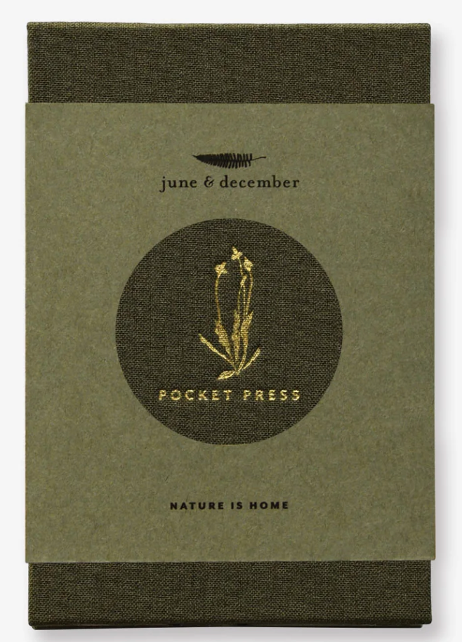 pocket flower press in green case