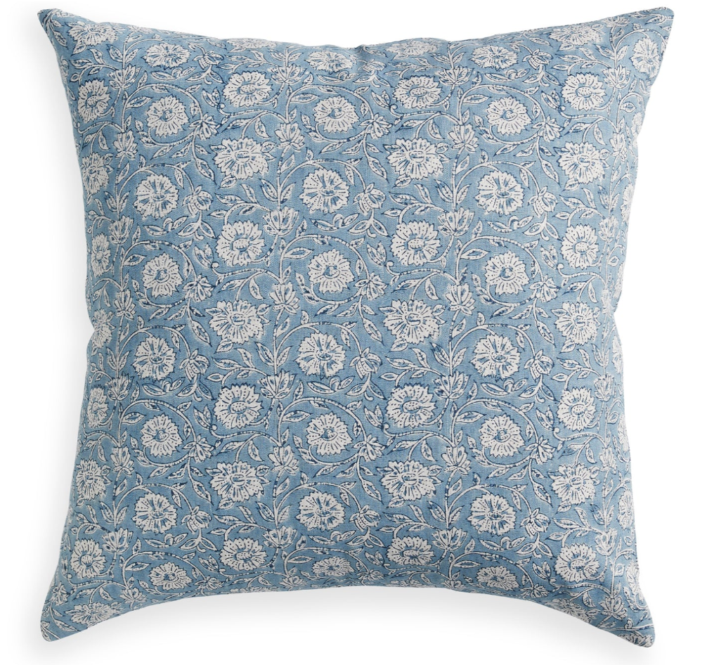 Cedella Azure Blue Floral Pillow 20x20