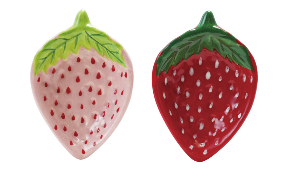 Hand-Painted Ceramic Strawberry Shaped Dish