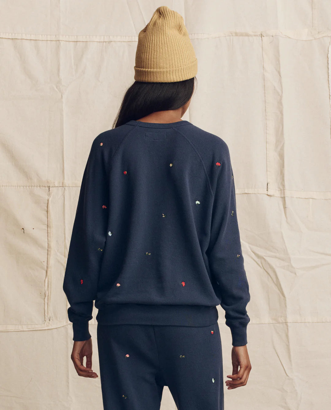 The College Sweatshirt with Tossed Floral Embroidery