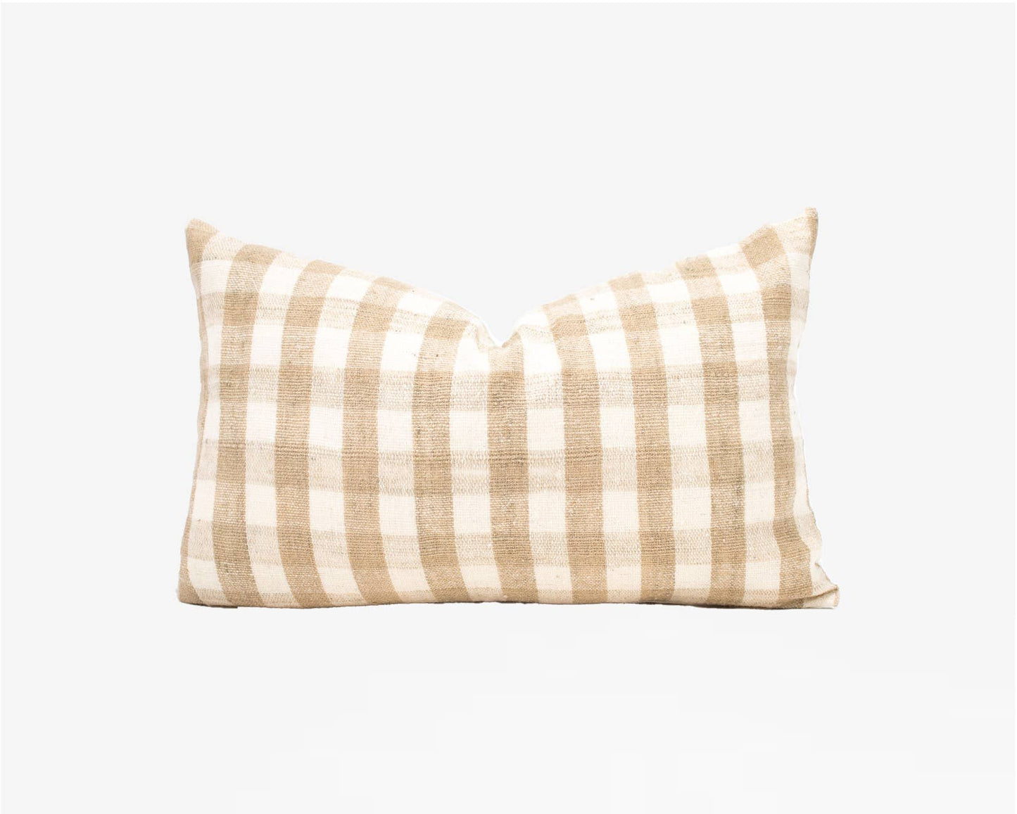 Reva Check - Tan Pillow + Down Insert