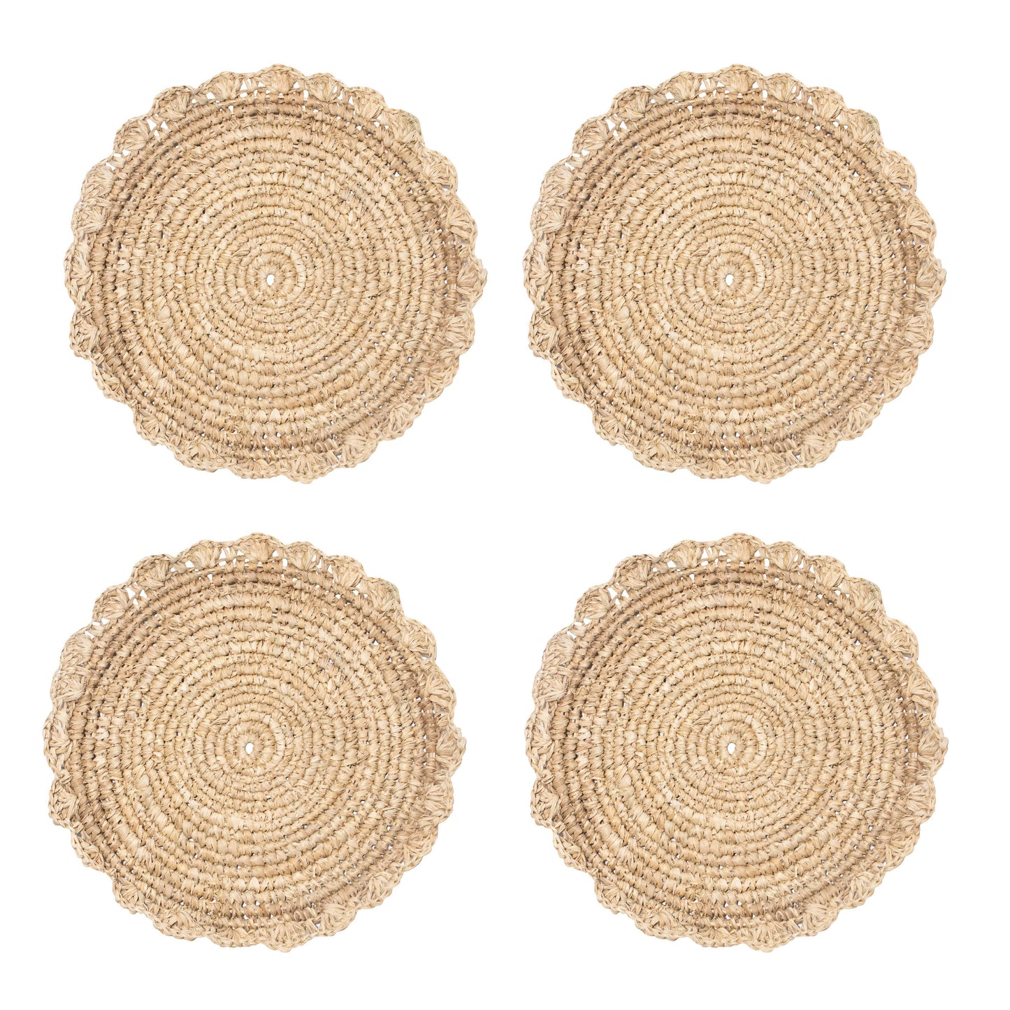 Blossom Natural Round Placemat Flower - Set of 4