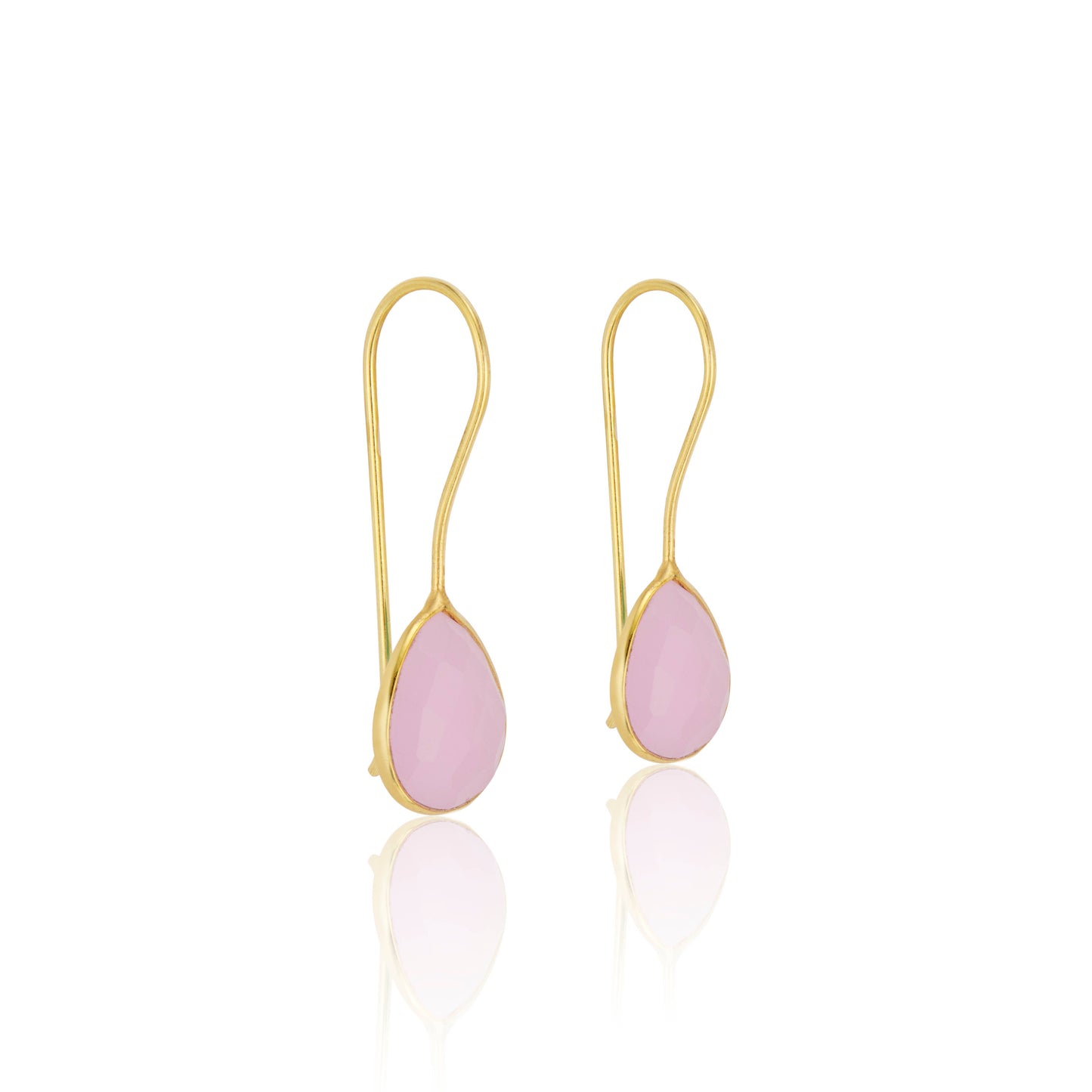 Tear Drop Earrings Pink Chalcedony