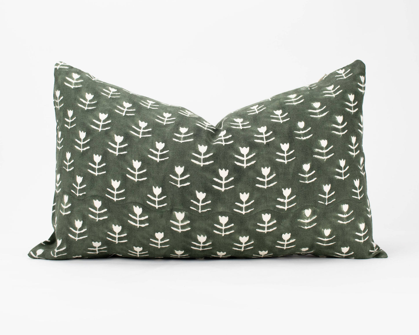 Didi - Tulip Block Print Pillow  - Agave + Down Insert