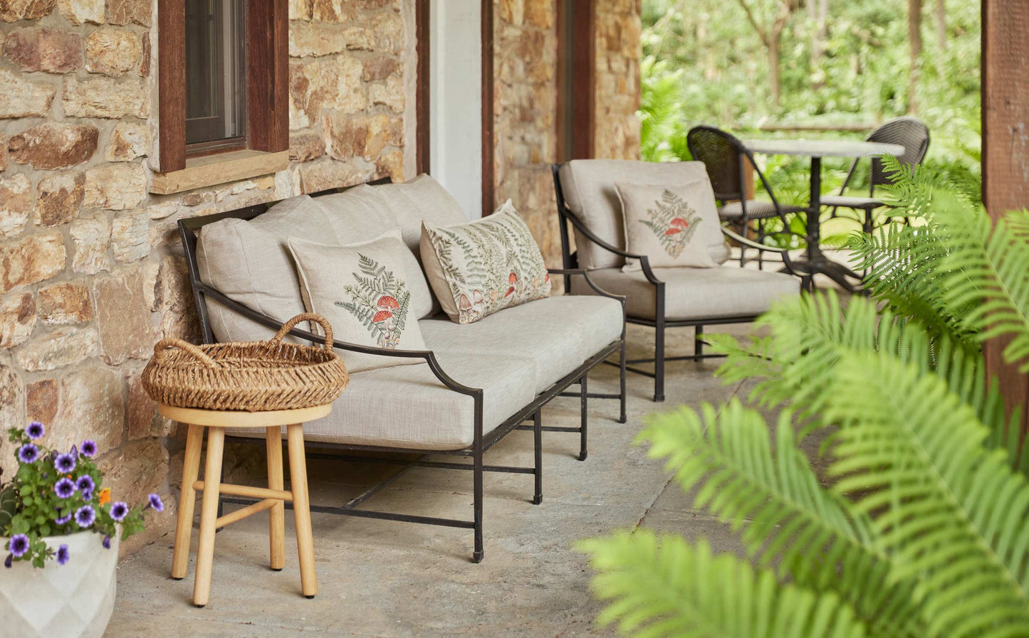 Mushrooms and Ferns Lumbar Pillow