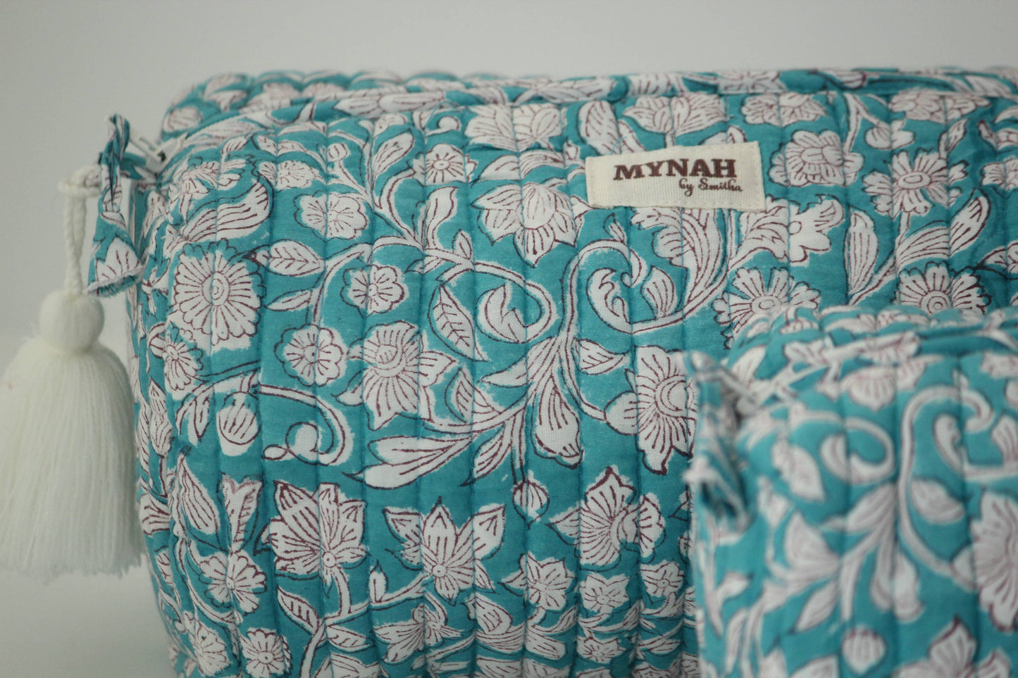 Teal thistle print travel/makeup/organizer/bag-Set of 3