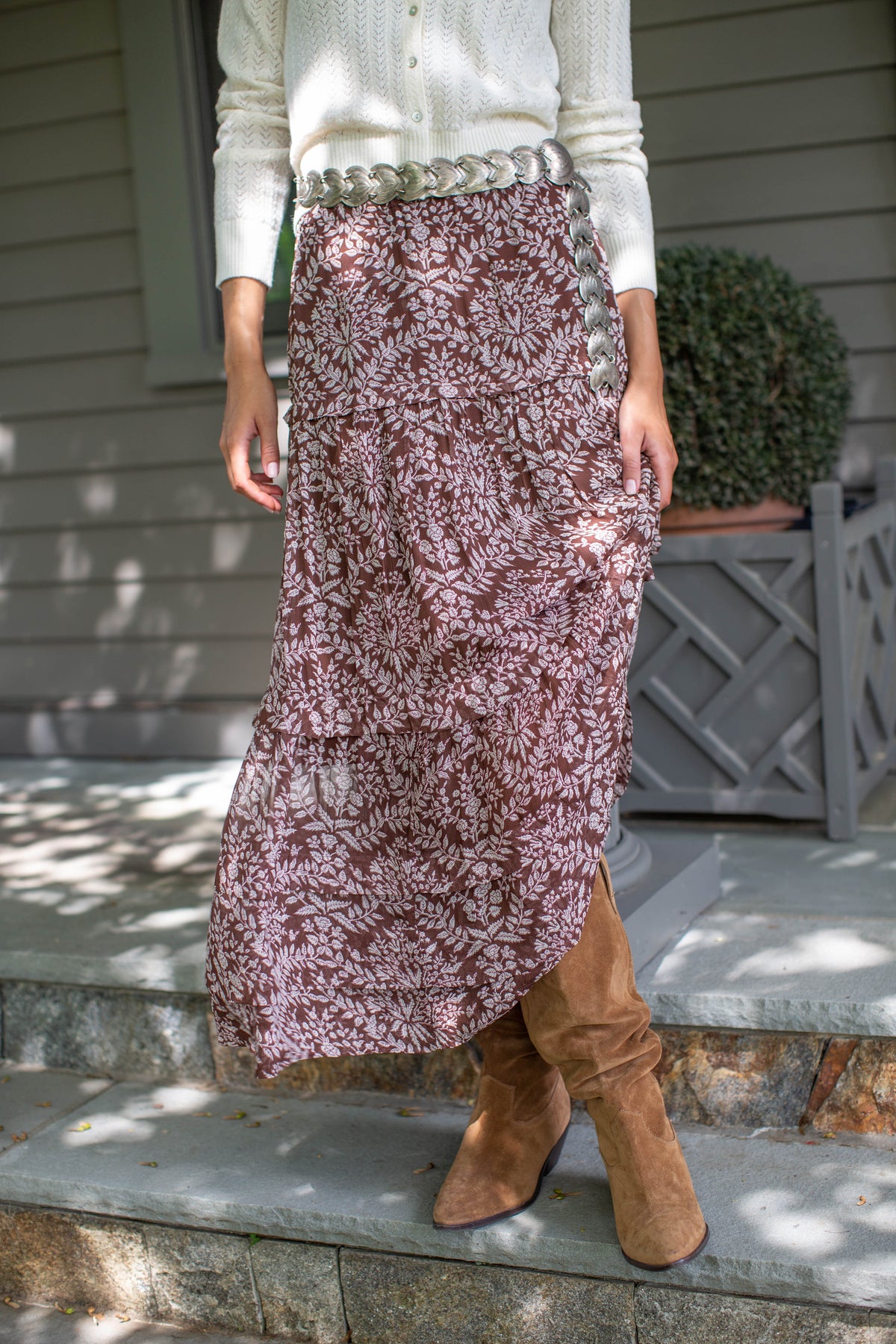 Marea Brooklyn Skirt in Chocolate Lace Floral