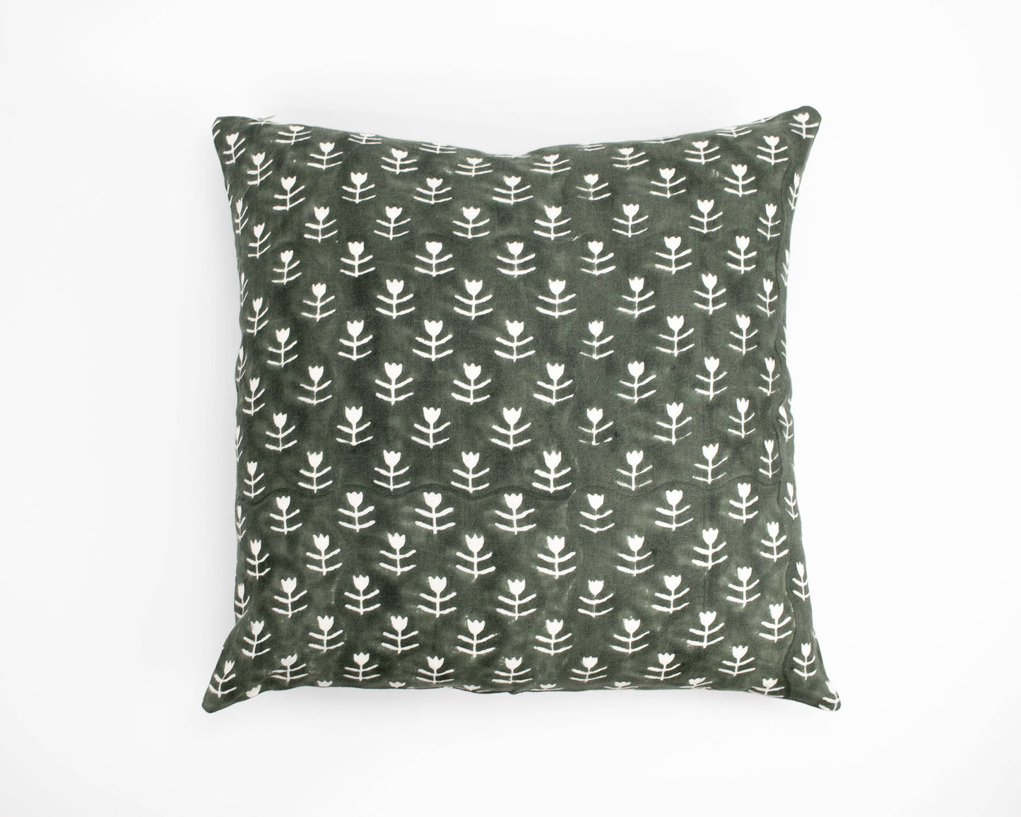Didi - Tulip Block Print Pillow  - Agave + Down Insert
