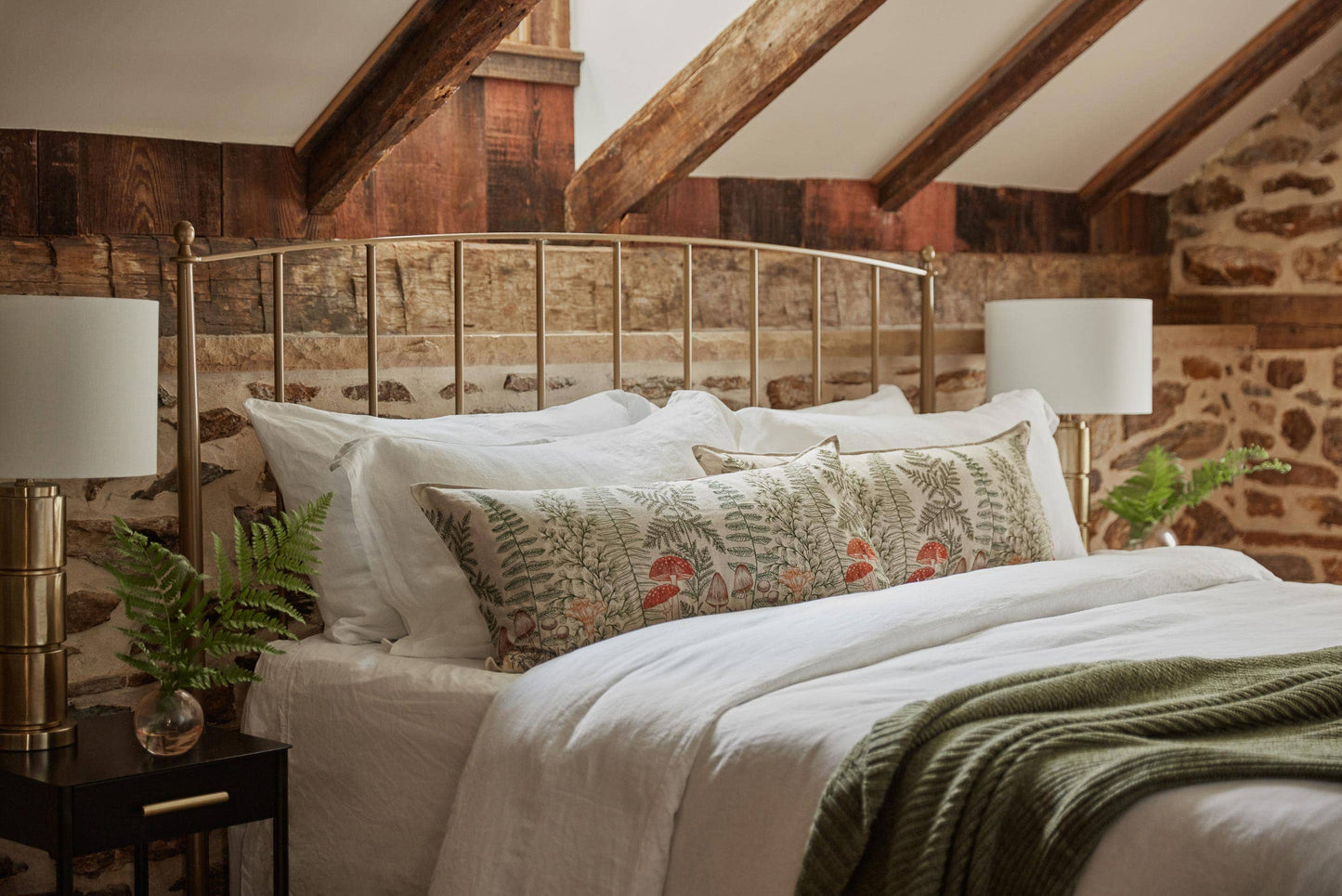 Mushrooms and Ferns Lumbar Pillow